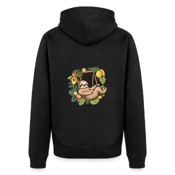 Urlaub Glückseligkeit Faultier Faul für einen - Unisex Premium Bio Zip Hoodie - Schwarz - Hinten - Nico (187cm)