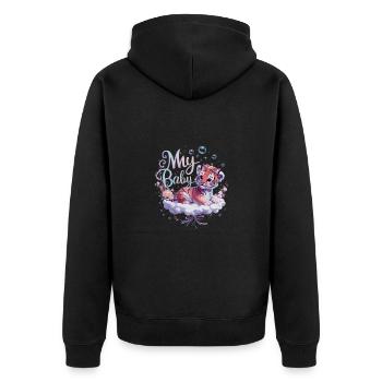 Bezaubernde Baby Tiger Blumen Wolke Träumen für - Unisex Premium Bio Zip Hoodie - Schwarz - Hinten - Nico (187cm)