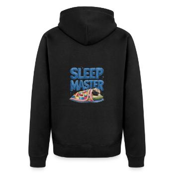 Schlafmeister Schnarchen Mops Niedlicher Hund - Unisex Premium Bio Zip Hoodie - Schwarz - Hinten - Nico (187cm)