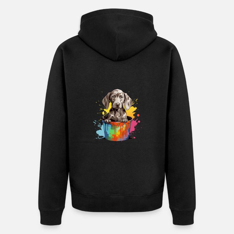 Weimaraner Hund Hunderasse - Unisex Premium Bio Zip Hoodie - Schwarz