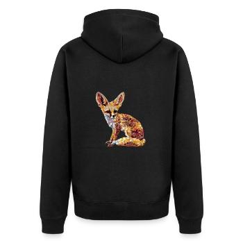 Fennek Wüste Fuchs Geometrischer Fuchs Kunstwerk - Unisex Premium Bio Zip Hoodie - Schwarz - Hinten - Nico (187cm)
