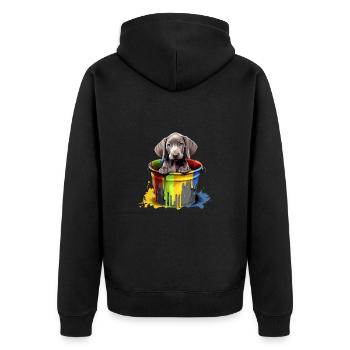 Weimaraner Hund Hunderasse - Unisex Premium Bio Zip Hoodie - Schwarz - Hinten - Nico (187cm)