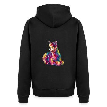 Alpaka Lama für Alpakaliebhaber - Unisex Premium Bio Zip Hoodie - Schwarz - Hinten - Nico (187cm)