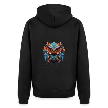 Streetart Eule für eine Street Art Fans Künstler - Unisex Premium Bio Zip Hoodie - Schwarz - Hinten - Nico (187cm)