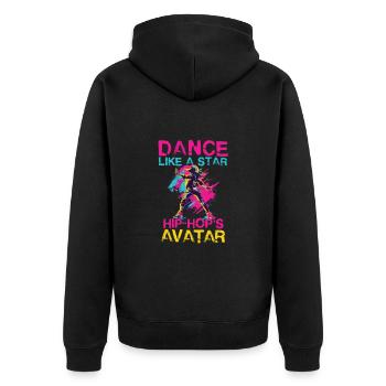 Dance Like A Star Hip Hop Avatar - Unisex Premium Bio Zip Hoodie - Schwarz - Hinten - Nico (187cm)