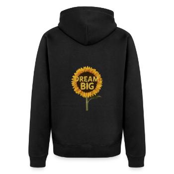 Inspirierende positive Sonnenblumen - Unisex Premium Bio Zip Hoodie - Schwarz - Hinten - Nico (187cm)
