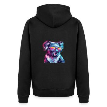 Streetart Funky Koala Urban Rap Street - Unisex Premium Bio Zip Hoodie - Schwarz - Hinten - Nico (187cm)