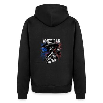 Patriotisches Amerikanisches Mädchen USA für - Unisex Premium Bio Zip Hoodie - Schwarz - Hinten - Nico (187cm)