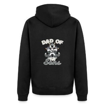 Starker Wolf mit Wolfs Kind für einen Papa - Unisex Premium Bio Zip Hoodie - Schwarz - Hinten - Nico (187cm)