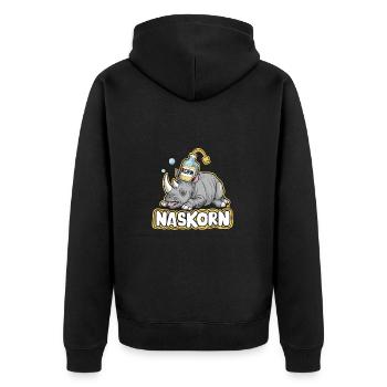 Naskorn Nashorn mit Korn - Unisex Premium Bio Zip Hoodie - Schwarz - Hinten - Nico (187cm)