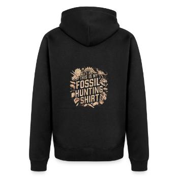 ICH BIN EIN FOSSILIEN JÄGER - Unisex Premium Bio Zip Hoodie - Schwarz - Hinten - Nico (187cm)