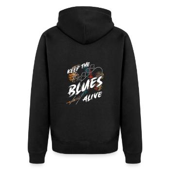 Le blues est vivant Gardez le blues vivant - Veste à capuche bio Premium Unisexe - noir - Dos - Nico (187cm)