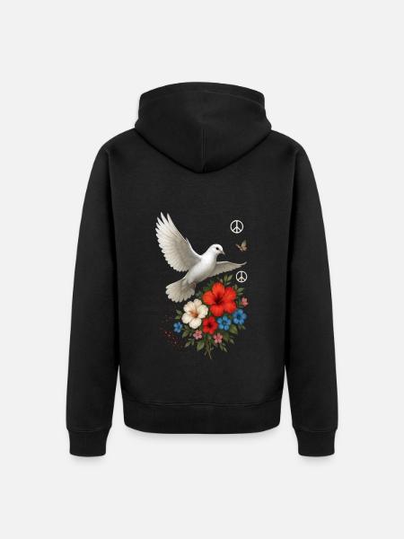 Weiße Taube - Unisex Premium Bio Zip Hoodie - Schwarz