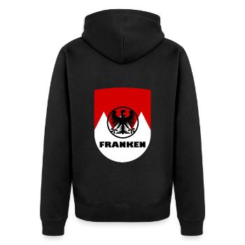 Die fränkische Heimat - Unisex Premium Bio Zip Hoodie - Schwarz - Hinten - Nico (187cm)