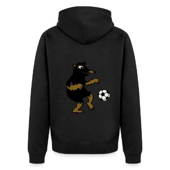 Bear Football - Unisex Premium Organic Zip Hoodie - black - Back - Nico (187cm)