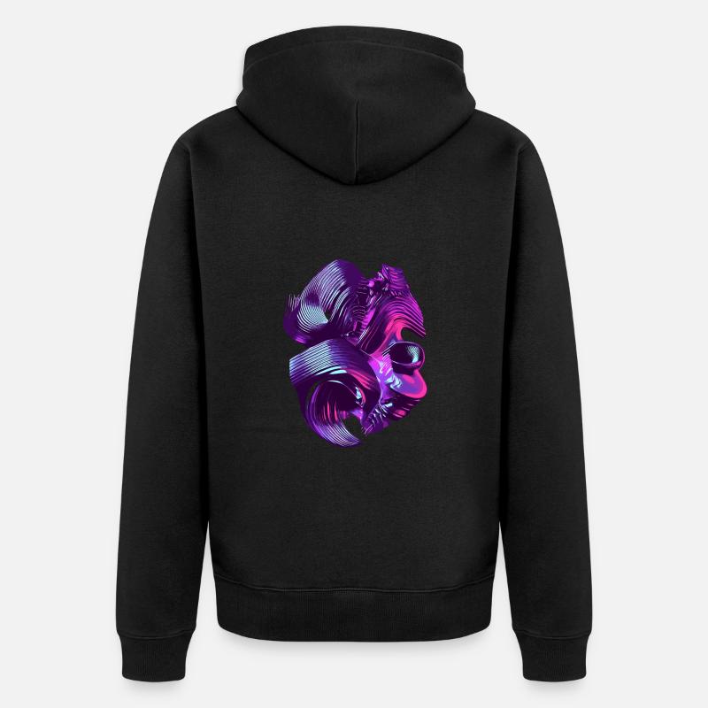 Fluide Strukturen in kosmischem Licht - Unisex Premium Bio Zip Hoodie - Schwarz