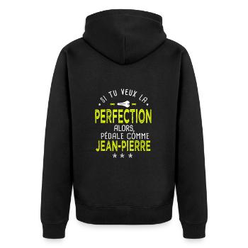 Jean pierre si tu veux la perfection vélo cycliste - Veste à capuche bio Premium Unisexe - noir - Dos - Nico (187cm)