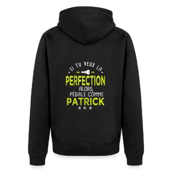 patrick si tu veux la perfection à vélo cycliste - Veste à capuche bio Premium Unisexe - noir - Dos - Nico (187cm)