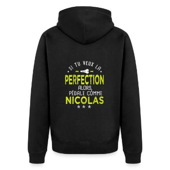 Nicolas si tu veux la perfection à vélo cycliste - Veste à capuche bio Premium Unisexe - noir - Dos - Nico (187cm)
