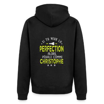 christophe si tu veux la perfection vélo cycliste - Veste à capuche bio Premium Unisexe - noir - Dos - Nico (187cm)