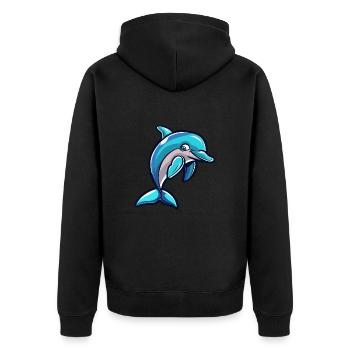 Dolphin Comic - Unisex Premium Organic Zip Hoodie - black - Back - Nico (187cm)
