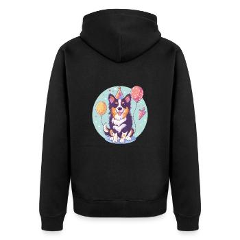 Border Collie Chiens Anniversaire Bébé - Veste à capuche bio Premium Unisexe - noir - Dos - Nico (187cm)