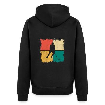 Floorball Floorball Player Floorball Player - Unisex Premium Organic Zip Hoodie - black - Back - Nico (187cm)