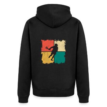 Lacrosse Lacrosse player LAX vintage - Unisex Premium Organic Zip Hoodie - black - Back - Nico (187cm)