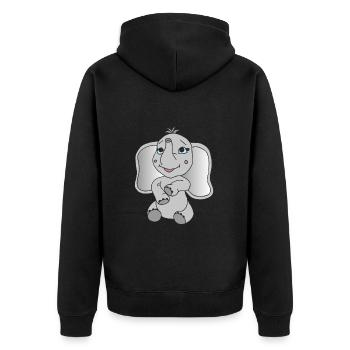 Kleiner süßer Elefant - Unisex Premium Bio Zip Hoodie - Schwarz - Hinten - Nico (187cm)