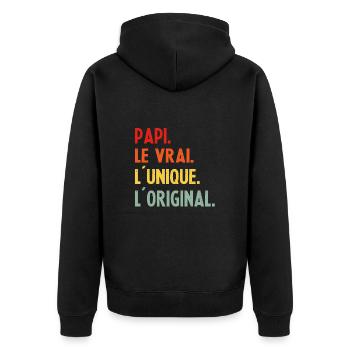 Papi Vrai Unique Original Fete des Peres Homme - Veste à capuche bio Premium Unisexe - noir - Dos - Nico (187cm)
