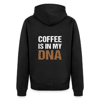 Kaffee Coffee is in my DNA Fun - Unisex Premium Organic Zip Hoodie - black - Back - Nico (187cm)