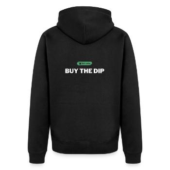 Buy The Dip - Börsen Design - Unisex Premium Bio Zip Hoodie - Schwarz - Hinten - Nico (187cm)