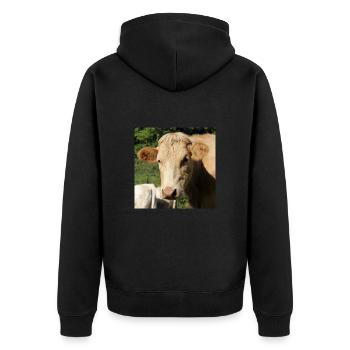 Cow Poster - Unisex Premium Organic Zip Hoodie - black - Back - Nico (187cm)