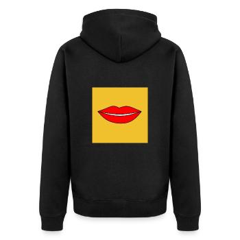Pop-Art Lippen Lippenstift Poster bunt Geschenk - Unisex Premium Bio Zip Hoodie - Schwarz - Hinten - Nico (187cm)