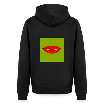 Pop-Art Lippen Lippenstift Poster bunt Geschenk - Unisex Premium Bio Zip Hoodie - Schwarz - Hinten - Nico (187cm)