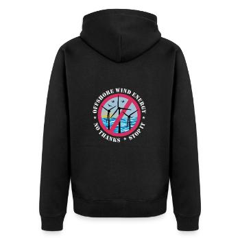 Offshore Windenergie Nein Danke - Unisex Premium Bio Zip Hoodie - Schwarz - Hinten - Nico (187cm)