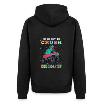 Ready to crush kindergarten - Unisex Premium Organic Zip Hoodie - black - Back - Nico (187cm)