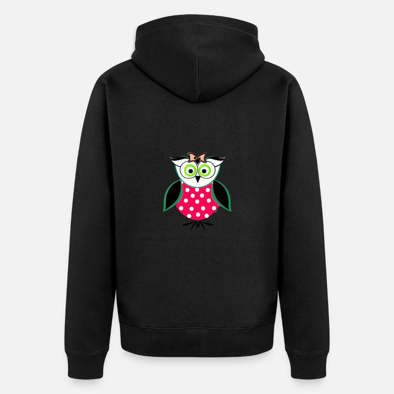Eule Illustration - Unisex Premium Bio Zip Hoodie - Schwarz