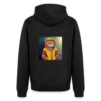 Coole Katze mit Hoodie - Unisex Premium Bio Zip Hoodie - Schwarz - Hinten - Nico (187cm)