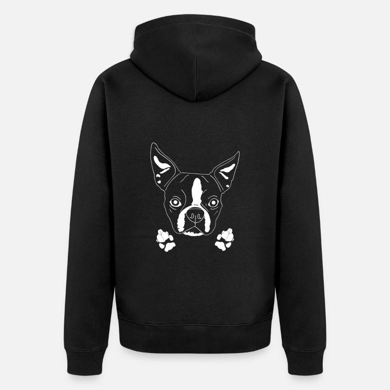 Boston Terrier - Unisex Premium Bio Zip Hoodie - Schwarz