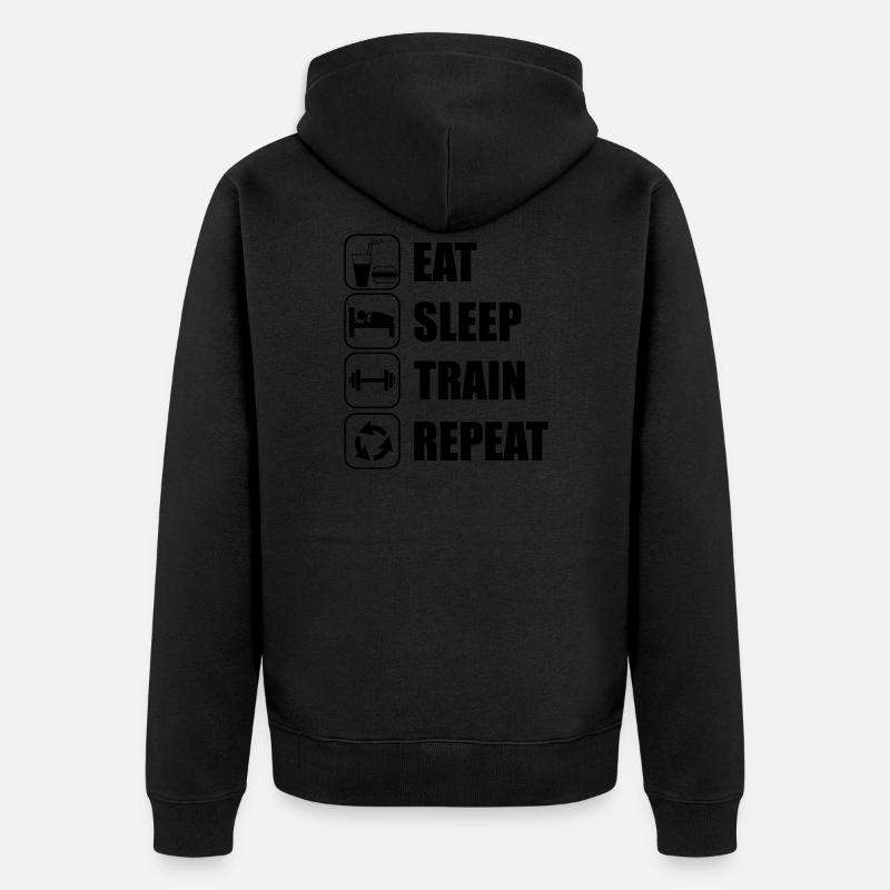 Eat Sleep Train Repeat - Unisex Premium Bio Zip Hoodie - Schwarz