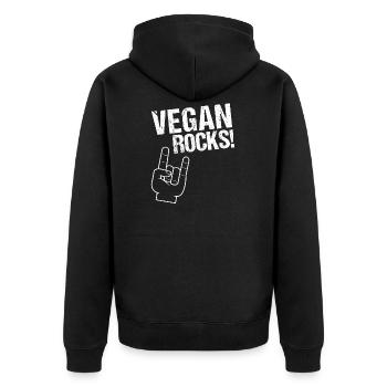Vegan Rocks! THe Rockin 'Vegan Style. - Unisex Premium Organic Zip Hoodie - black - Back - Nico (187cm)