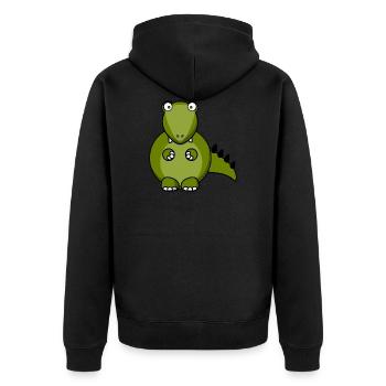 Dino - Unisex Premium Bio Zip Hoodie - Schwarz - Hinten - Nico (187cm)