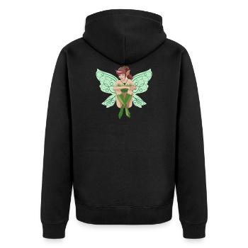 Fee - Unisex Premium Bio Zip Hoodie - Schwarz - Hinten - Nico (187cm)