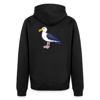 gull - Unisex Premium Organic Zip Hoodie - black - Back - Nico (187cm)