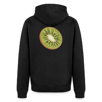 Kiwi - Unisex Premium Bio Zip Hoodie - Schwarz - Hinten - Nico (187cm)