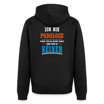 Podologe Beruf - Unisex Premium Bio Zip Hoodie - Schwarz - Hinten - Nico (187cm)