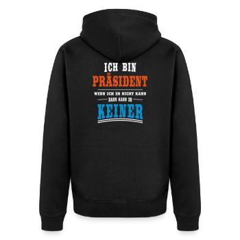 Präsident Beruf - Unisex Premium Bio Zip Hoodie - Schwarz - Hinten - Nico (187cm)