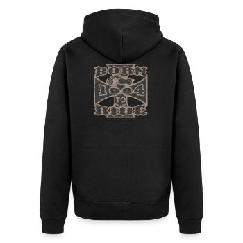 born to ride motorcycle biker 1984 - Unisex Premium Bio Zip Hoodie - Schwarz - Hinten - Nico (187cm)