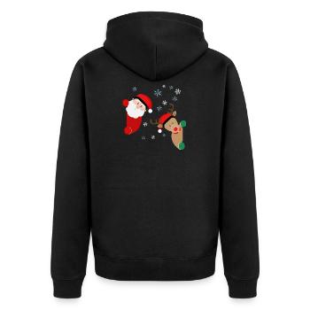 Der Weihnachtsmann und Rudolph schauen schon um d - Unisex Premium Bio Zip Hoodie - Schwarz - Hinten - Nico (187cm)